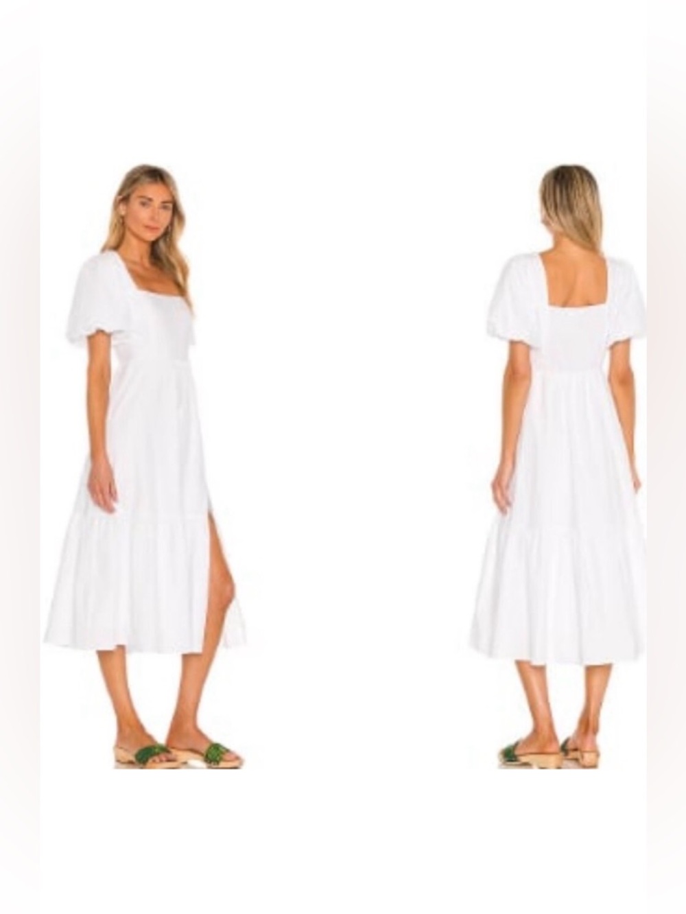 New ASTR The Label Poplin Tiered Midi Dress White M